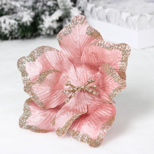 Украшение новогоднее "Пуансеттия - Волшебный день" 23 см, Розовый