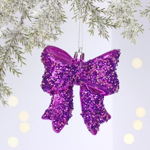 Ёлочная игрушка "Бант" 8.5*3*9.2 см, Фиолетовый