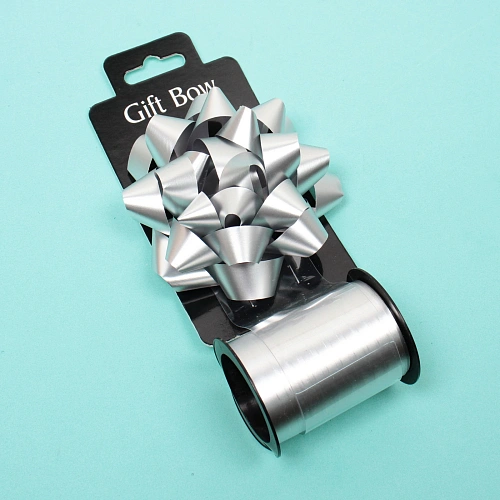 Набор для декорирования Романс бант d=10  см, лента 1,6 см (10м), Серебро_3