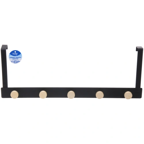 Крючки надверные на планке "ЛОФТ ВОСТ", цвет черный, 50*17см (Лейбл Селфи)