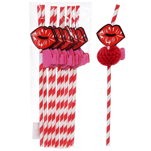 Трубочка для коктейля Поцелуй, 24 см, d-6 мм (набор 10 шт)_2