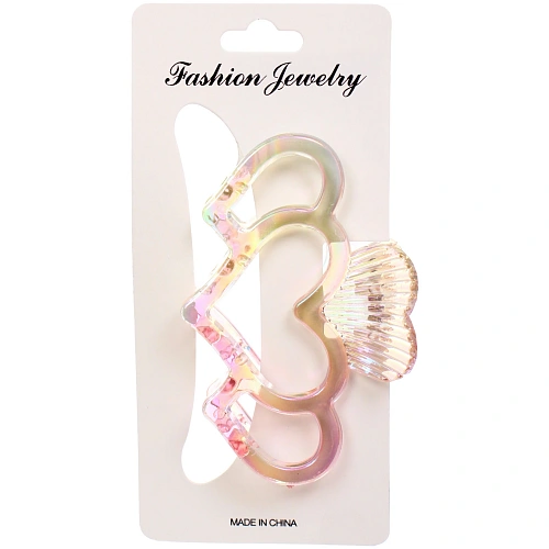 Заколка-краб для волос Мон Пион, сердечки, микс 6 цветов, 9,5см (Блистер)_5