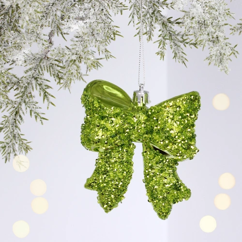 Ёлочная игрушка "Бант" 8.5*3*9.2 см, Салатовый