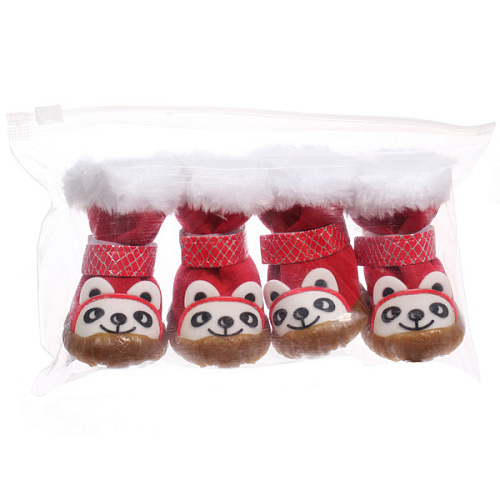 Ботинки зимние для животных МОДНЫЙ БРО, на липучке, цвет красный, размер 4, 5,5см_7