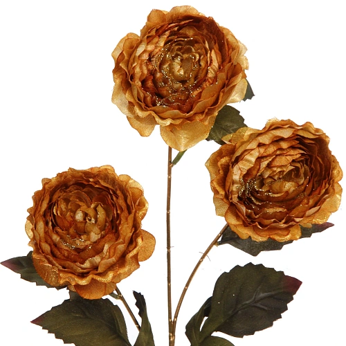 Искусственные цветы FLOWERS GLAMOUR 63см Пионы 3 цветка золотые_3