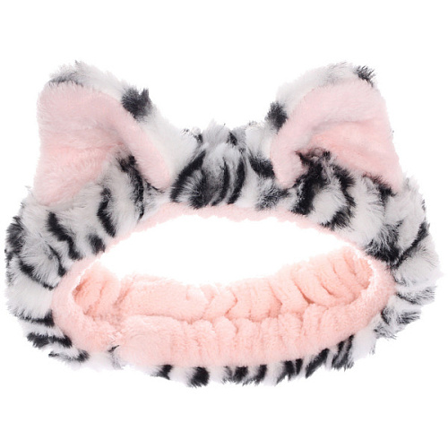 Повязка на голову косметическая ДАЙМОНД РУШ, тигрица, цвет серый и коричневый, 2055см (ZIP пакет)_9