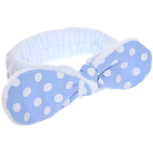 Повязка на голову косметическая ДАЙМОНД РУШ, горошек, цвет лавандовый, пудровый, небесный, 2055см (ZIP пакет)_10