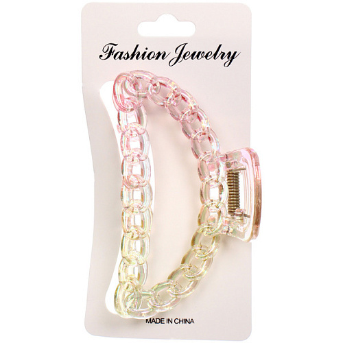 Заколка-краб для волос Мон Пион, цепочка, микс 6 цветов, 9,5см (Блистер)_6