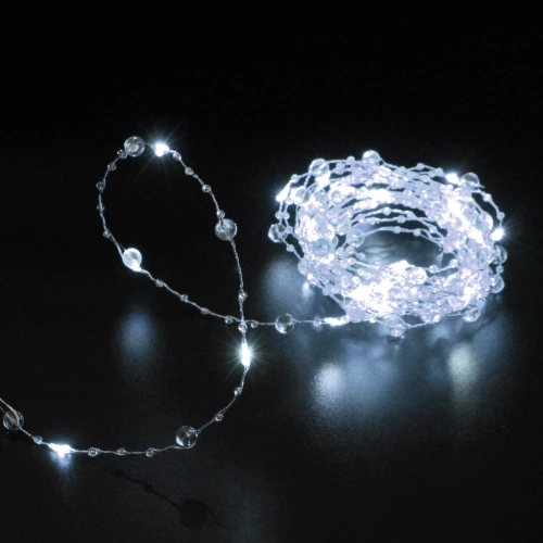 Гирлянда для дома НИТЬ "Льдинка" 5 м 50 ламп LED, 8 реж,IP-20, Белый