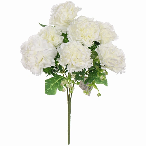 Искусственные цветы Букет гвоздик 35см 7 цветков белые_3