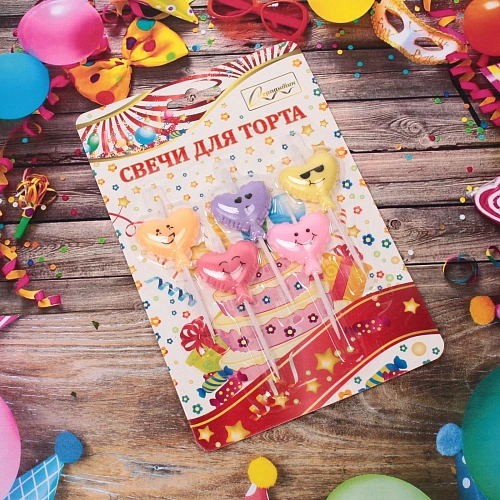 Свечи для торта Эмоции 5 шт, 23 см, микс_4