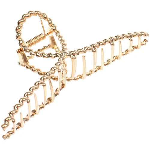 Заколка - краб для волос на блистере PREMIUM, де палма, цвет серебро и золото, 11,5см_3