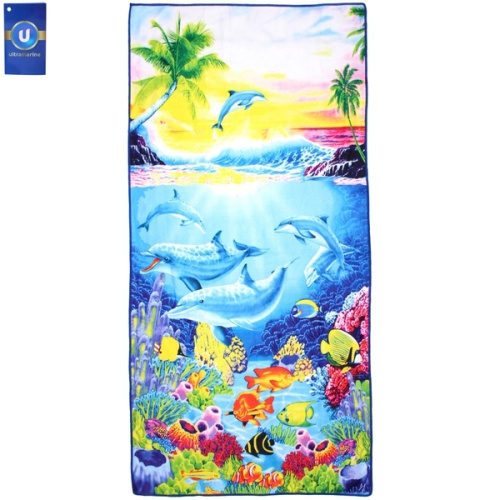 Полотенце пляжное 70*140 см "SUNshine - Дельфины", микрофибра, 230 гр/м2