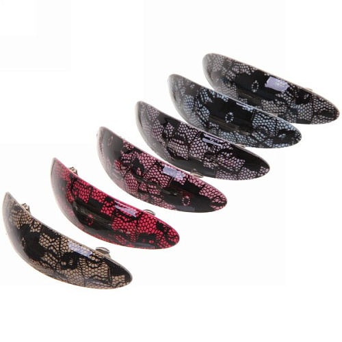 Заколка автомат Lady Collection - Кружево, овал, 6 цветов, 92,5см (Кокетка)_13