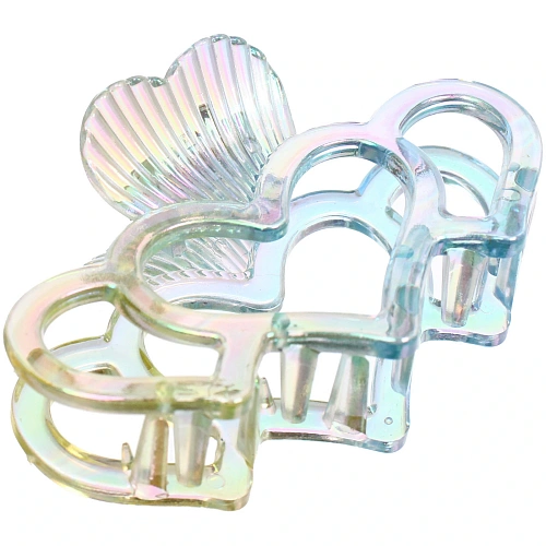 Заколка-краб для волос Мон Пион, сердечки, микс 6 цветов, 9,5см (Блистер)_8