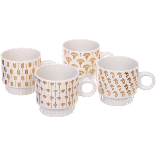 Набор кружек на стойке 280мл Золотой узор, цвет золото_4