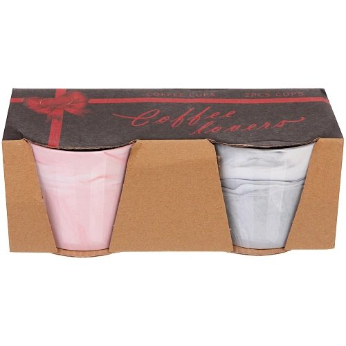 Кружка керамическая 360мл в наборе 2шт Мрамор, конус_5