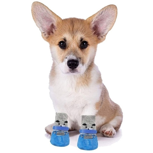 Бошмачки для животных прорезиненные на дождливую погоду LAPUSIK, цвет голубой, размер М, 5,5см_5