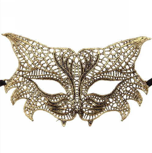 Маска кружево"Тигрица", золотой