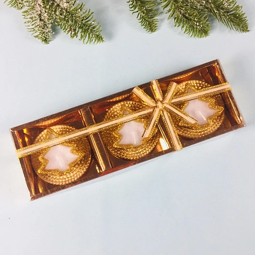 Свечи новогодние Ёлочка 258,53 см (набор 3 шт), золото_2