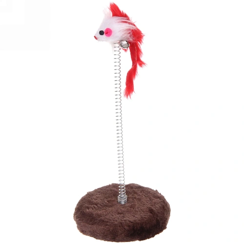 Игрушка для кошек на пружине "Поймай меня" 10*10*20см с бубенцом, коричневый