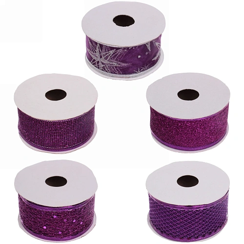 Лента для декорирования Изящная 4 см, 2,7 м, Фиолетовый (микс дизайнов)_6