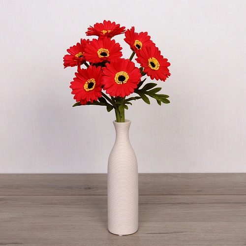 Цветы искусственные Natur 33см Герберы 7шт красные_5