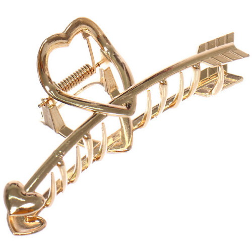 Заколка - краб для волос на блистере ДЕ Палма, сердце, цвет золото и серебро, 113см (пакет с подвесом)_3