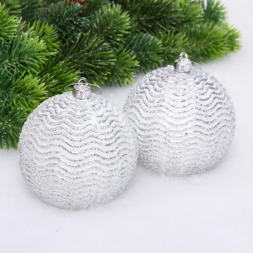 Новогодние шары VERSAILLES "Альтаир" 10 см (набор 2 шт), Серебро
