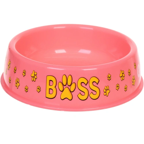 Миска пластиковая "МОЙ БРО - БОСС!, цвет розовый,  21*6,5см (логотип на миске) 700мл