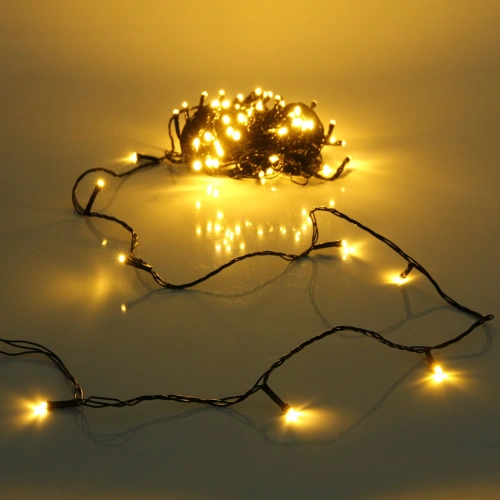 Гирлянда для дома НИТЬ 10 м 80 ламп LED черный пров.,8 реж, IP-20, Теплый белый (ПЕРВАЯ ЦЕНА)