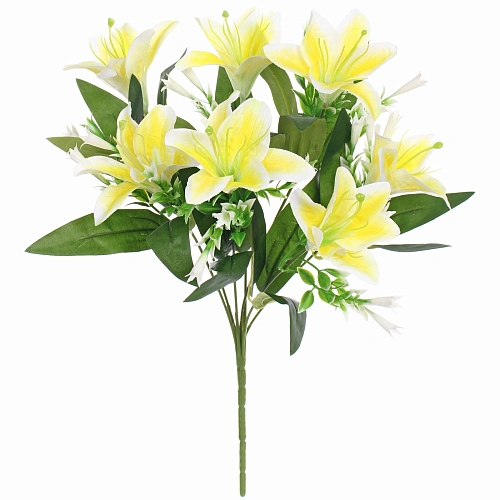 Искусственные цветы Букет лилий 35см 7 цветков желтые_3