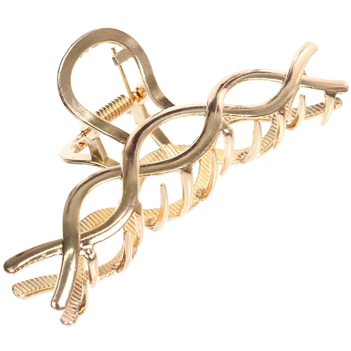 Заколка - краб для волос на блистере PREMIUM, монако, цвет серебро и золото, 10см_3