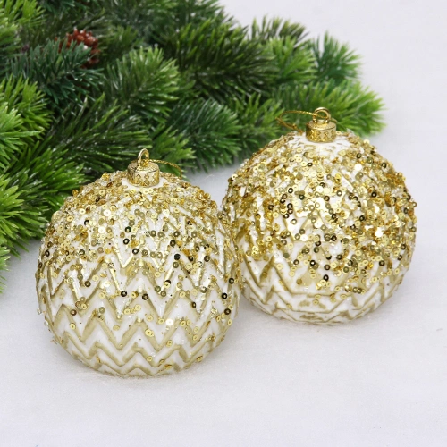 Новогодние шары VERSAILLES "Кассиопея" 10 см (набор 2 шт), Золото