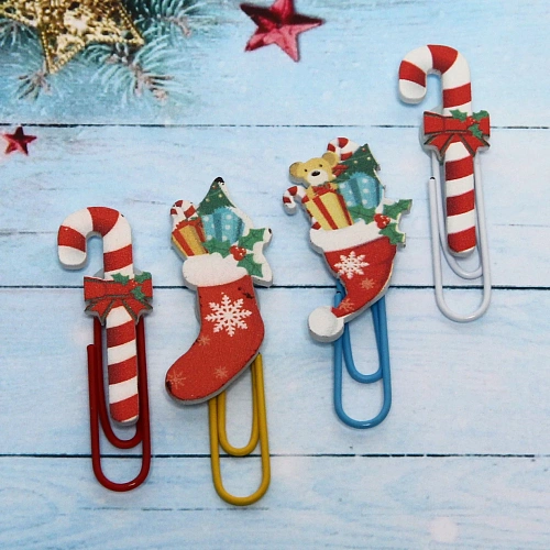 Скрепки для бумаги 4шт Новогодние вкусняшки 5 см_3