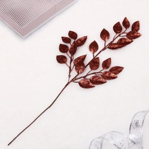 Ветка декоративная "Волшебные листья" 50 см, Шоколад